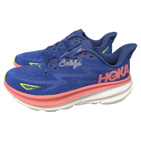HOKA ONE ONE Clifton 9 Evening Sky Coral Blue Run Walking Sneaker Womens 9B - Picture 4 of 12